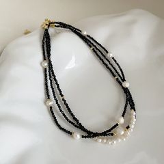 Vòng Cổ Pha Lê Đen Mặt Cười Hạt Baroque Nhí Tự Nhiên MADAME HIEN PEARLS MB021