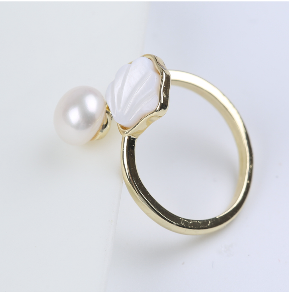 Nhẫn Ngọc Trai Nước Ngọt Sò Biển MADAME HIEN PEARLS Tươi Mới Cho Nữ NN021