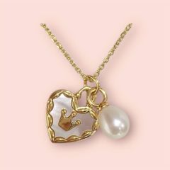 Vòng Cổ Ngọc Trai Mặt Tim Cẩn Vương Miện Dễ Thương MADAME HIEN PEARLS Cho Nữ MG034