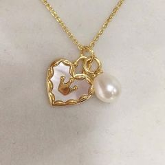 Vòng Cổ Ngọc Trai Mặt Tim Cẩn Vương Miện Dễ Thương MADAME HIEN PEARLS Cho Nữ MG034