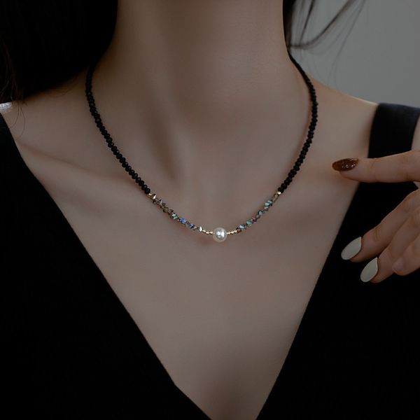 Dây Chuyền Mặt Ngọc Trai Hạt Gạo Phối Pha Lê Ánh Sao Đơn Giản MADAME HIEN PEARLS Cho Nữ MG038