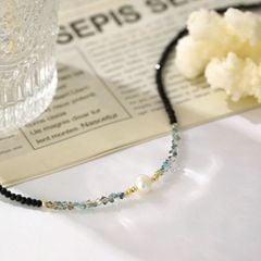Dây Chuyền Mặt Ngọc Trai Hạt Gạo Phối Pha Lê Ánh Sao Đơn Giản MADAME HIEN PEARLS Cho Nữ MG038