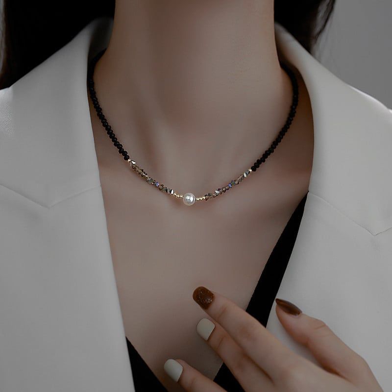 Dây Chuyền Mặt Ngọc Trai Hạt Gạo Phối Pha Lê Ánh Sao Đơn Giản MADAME HIEN PEARLS Cho Nữ MG038