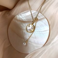 Mặt Vòng Cổ Phiến Hoa Nền Xà Cừ Đính Ngọc Trai Tự Nhiên MADAME HIEN PEARLS MG020