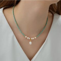 Vòng Cổ Xanh Ngọc Mặt Ngọc Trai Tự Nhiên Dáng Vương Miện MADAME HIEN PEARLS MG24