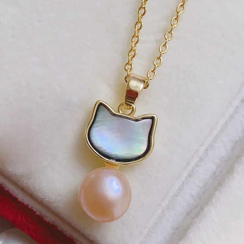 Mặt Dây Chuyền Vòng Cổ Mặt Mèo Đính Ngọc Trai Tự Nhiên MADAME HIEN PEARLS Cho Nữ MN054