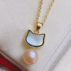 Mặt Dây Chuyền Vòng Cổ Mặt Mèo Đính Ngọc Trai Tự Nhiên MADAME HIEN PEARLS Cho Nữ MN054
