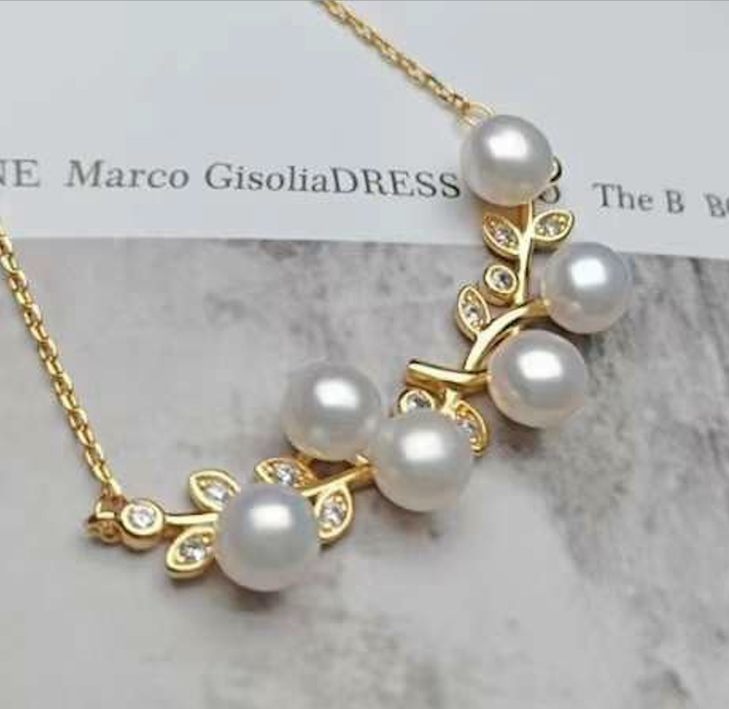 Vòng cổ Ngọc Trai Tự Nhiên 6 Hạt Kiểu Dáng Nữ Tính MN032