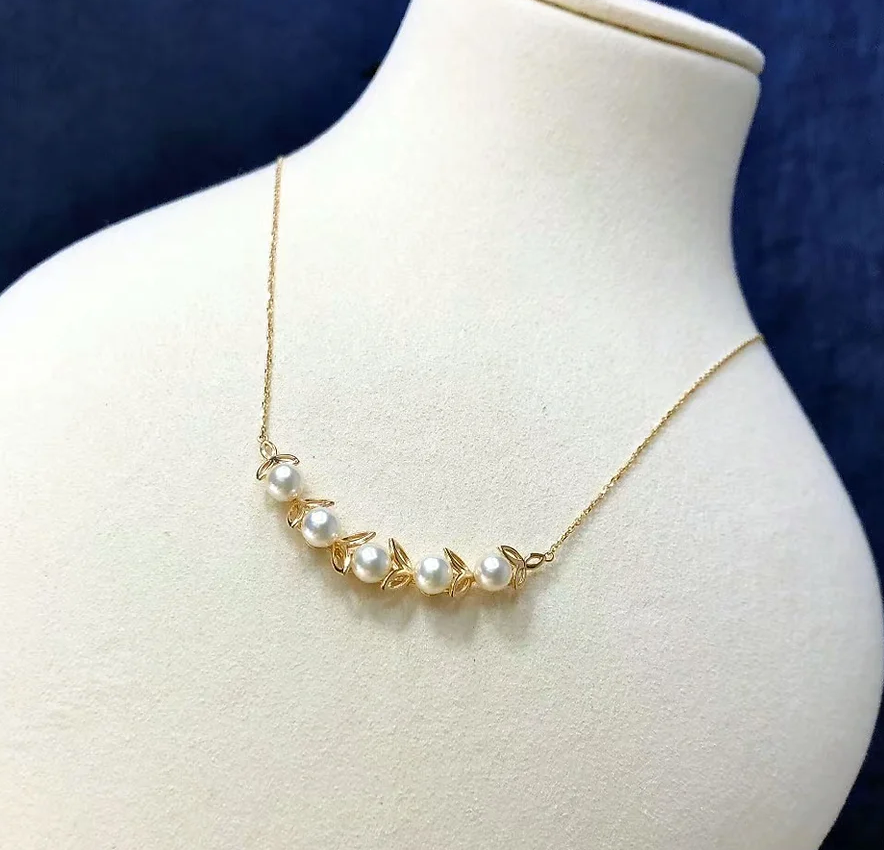 Vòng cổ Ngọc Trai Tự Nhiên 5 Hạt Cười Nữ Tính MN033