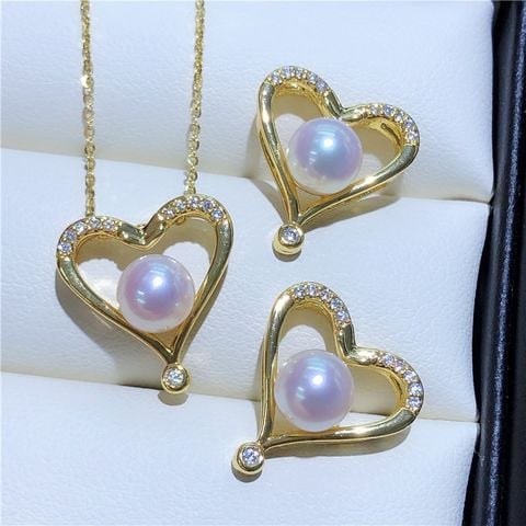 Vòng cổ Đính Ngọc Trai Hình Trái Tim Xinh Xắn MADAME HIEN PEARL