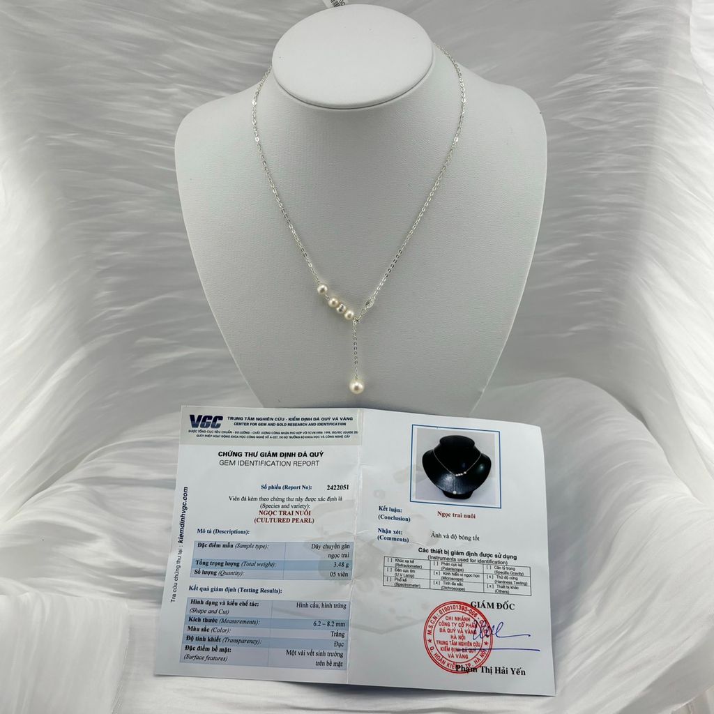 Vòng Cổ Choker Bạc s925 Đính Ngọc Trai Dáng Chữ Y Thanh Tú MADAME HIEN PEARLS Cho Nữ MT030