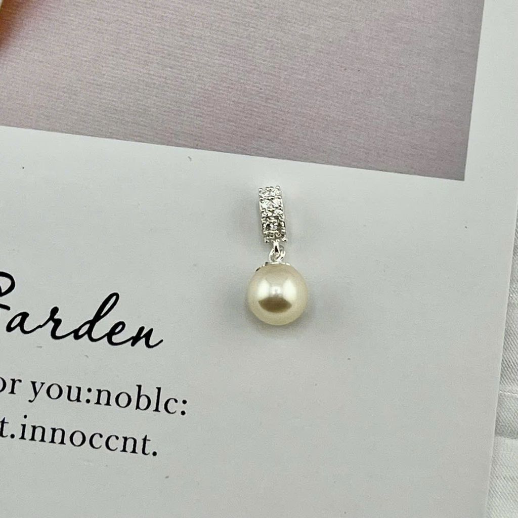 Mặt Dây Chuyền Ngọc Trai Mặn Tự Nhiên Khung Bạc Phối Đá Lấp Lánh Tối Giản Sang Trọng MADAME HIEN PEARLS MT034