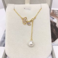 Dây Chuyền Mặt Ngọc Trai Tròn Tự Nhiên Phối Lá Bạch Quả Ginkgo MADAME HIEN PEARLS Cho Nữ MG035