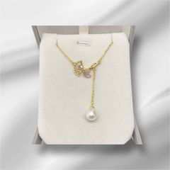 Dây Chuyền Mặt Ngọc Trai Tròn Tự Nhiên Phối Lá Bạch Quả Ginkgo MADAME HIEN PEARLS Cho Nữ MG035