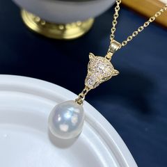 Mặt Dây Chuyền Khung Đầu Báo Đính Ngọc Trai Tự Nhiên Cool Ngầu MADAME HIEN PEARLS MT039