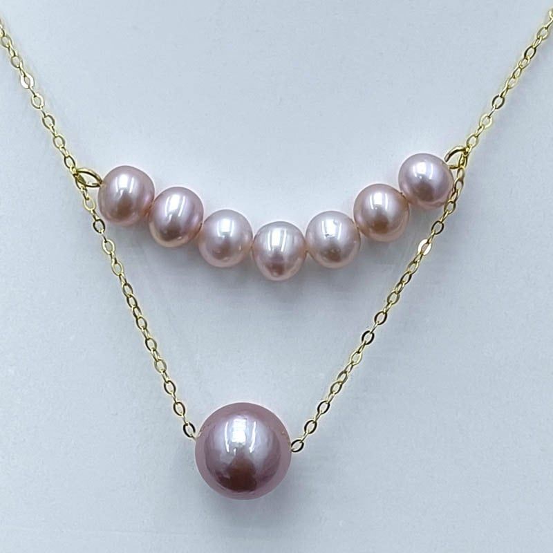 Dây Chuyền s925 Mặt Cười Hạt Tròn Tím 2 Dây Hạt Lạ Mắt MADAME HIEN PEARLS Cho Nữ MT041