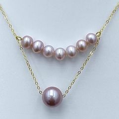 Dây Chuyền s925 Mặt Cười Hạt Tròn Tím 2 Dây Hạt Lạ Mắt MADAME HIEN PEARLS Cho Nữ MT041