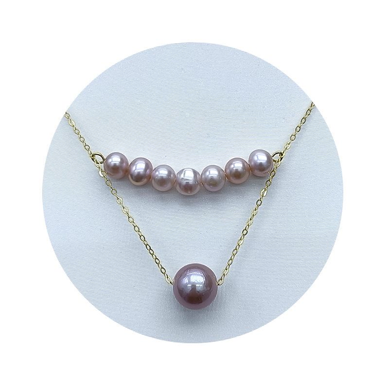 Dây Chuyền s925 Mặt Cười Hạt Tròn Tím 2 Dây Hạt Lạ Mắt MADAME HIEN PEARLS Cho Nữ MT041