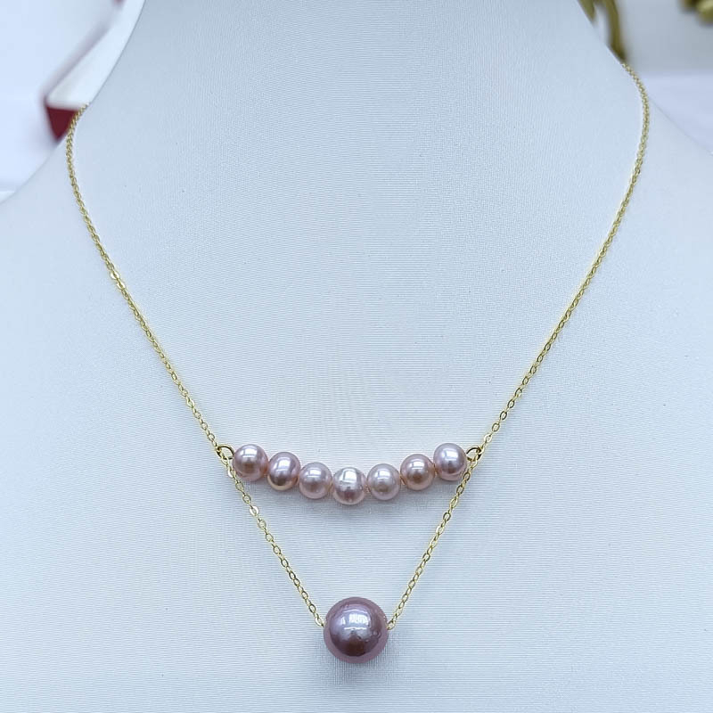 Dây Chuyền s925 Mặt Cười Hạt Tròn Tím 2 Dây Hạt Lạ Mắt MADAME HIEN PEARLS Cho Nữ MT041