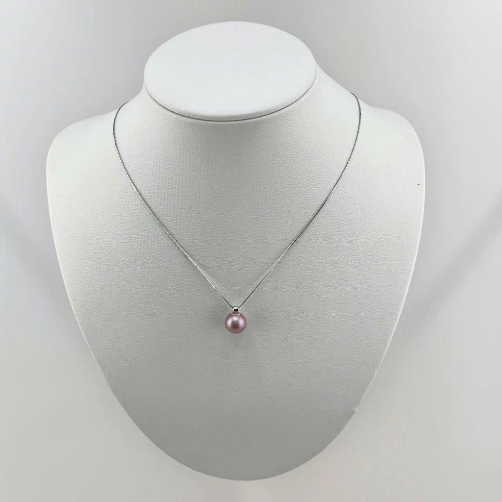 Dây Chuyền Bạc s925 Mặt Ngọc Trai Tím Tròn Tự Nhiên 10mm Tối Giản MADAME HIEN PEARLS MT044T
