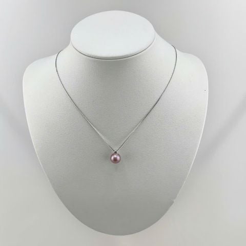 Dây Chuyền Bạc s925 Mặt Ngọc Trai Tím Tròn Tự Nhiên 10mm Tối Giản MADAME HIEN PEARLS MT044T