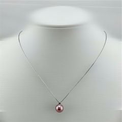 Dây Chuyền Bạc s925 Mặt Ngọc Trai Tím Tròn Tự Nhiên 10mm Tối Giản MADAME HIEN PEARLS MT044T
