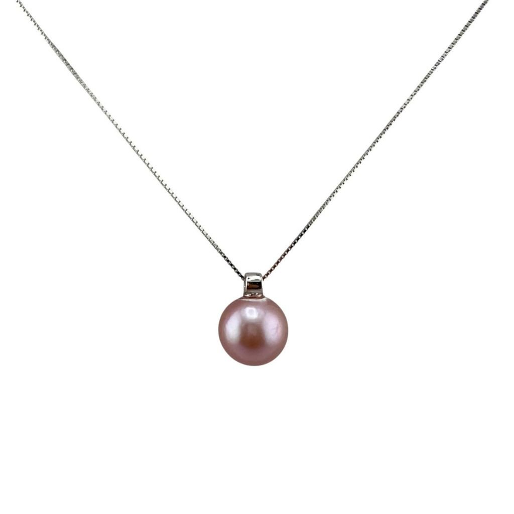 Dây Chuyền Bạc s925 Mặt Ngọc Trai Tím Tròn Tự Nhiên 10mm Tối Giản MADAME HIEN PEARLS MT044T