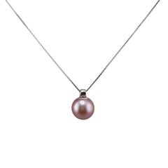 Dây Chuyền Bạc s925 Mặt Ngọc Trai Tím Tròn Tự Nhiên 10mm Tối Giản MADAME HIEN PEARLS MT044T
