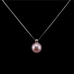 Dây Chuyền Bạc s925 Mặt Ngọc Trai Tím Tròn Tự Nhiên 10mm Tối Giản MADAME HIEN PEARLS MT044T