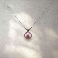 Dây Chuyền Bạc s925 Mặt Ngọc Trai Tím Tròn Tự Nhiên 10mm Tối Giản MADAME HIEN PEARLS MT044T