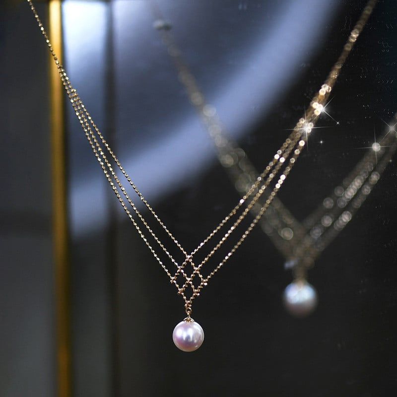 Mặt Dây Chuyền Đính Hạt Ngọc Trai Đan Lưới Tối Giản Sang Trọng MADAME HIEN PEARLS Cho Nữ MT050