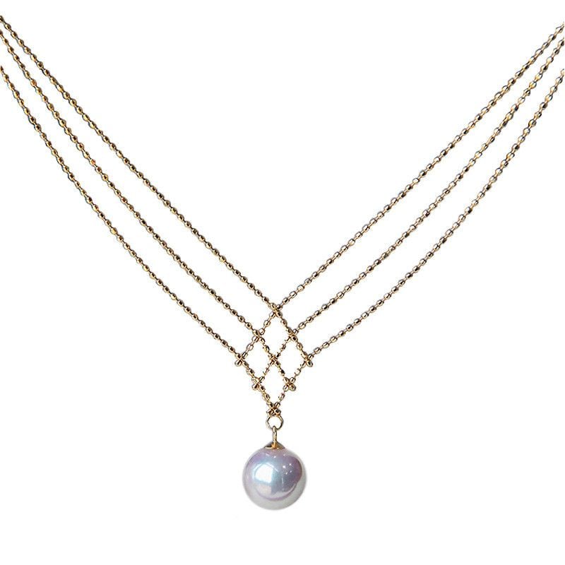 Mặt Dây Chuyền Đính Hạt Ngọc Trai Đan Lưới Tối Giản Sang Trọng MADAME HIEN PEARLS Cho Nữ MT050