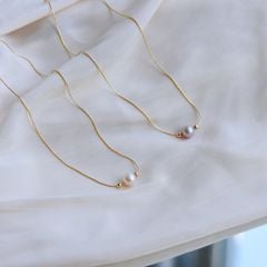 Dây Chuyền Đính 1 Hạt Ngọc Trai Kèm Cham Bi Bạc Nhí Đáng Yêu MADAME HIEN PEARLS Cho Nữ MT054