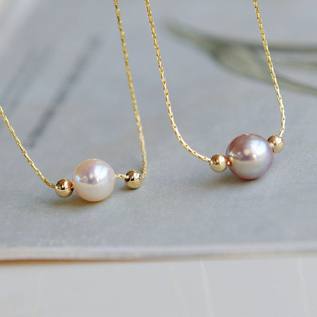 Dây Chuyền Đính 1 Hạt Ngọc Trai Kèm Cham Bi Bạc Nhí Đáng Yêu MADAME HIEN PEARLS Cho Nữ MT054