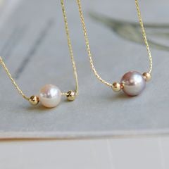 Dây Chuyền Đính 1 Hạt Ngọc Trai Kèm Cham Bi Bạc Nhí Đáng Yêu MADAME HIEN PEARLS Cho Nữ MT054