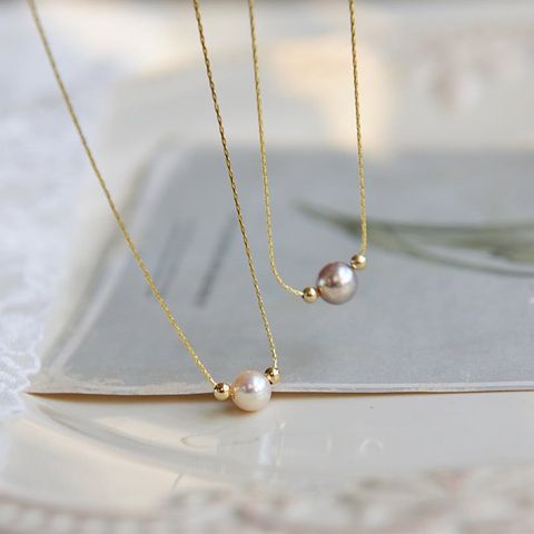 Dây Chuyền Đính 1 Hạt Ngọc Trai Kèm Cham Bi Bạc Nhí Đáng Yêu MADAME HIEN PEARLS Cho Nữ MT054