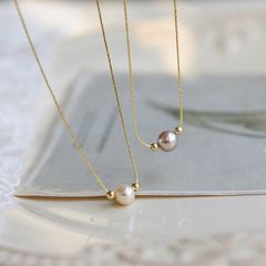 Dây Chuyền Đính 1 Hạt Ngọc Trai Kèm Cham Bi Bạc Nhí Đáng Yêu MADAME HIEN PEARLS Cho Nữ MT054