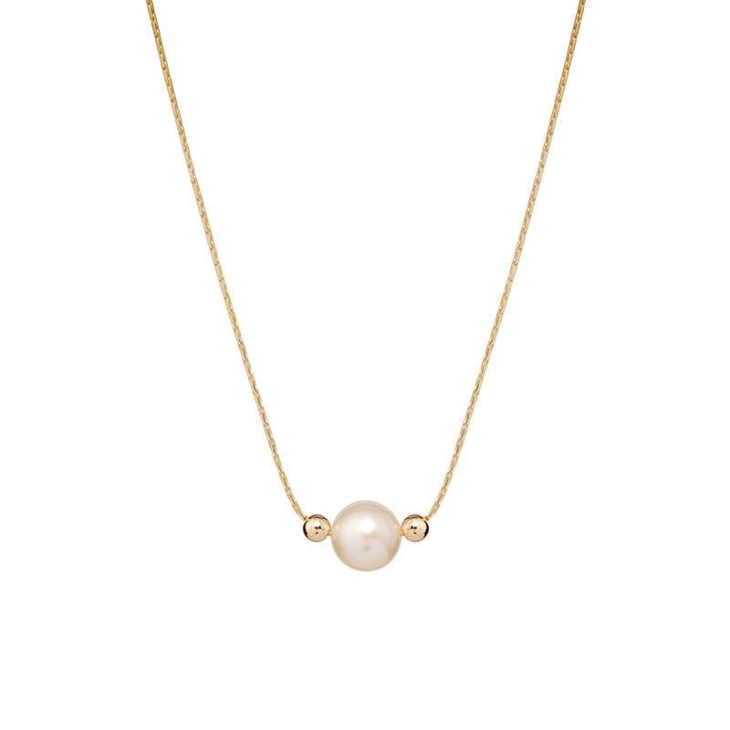 Dây Chuyền Đính 1 Hạt Ngọc Trai Kèm Cham Bi Bạc Nhí Đáng Yêu MADAME HIEN PEARLS Cho Nữ MT054