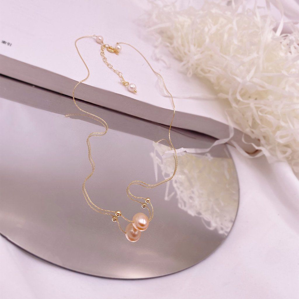 Dây Chuyền Đính 1 Hạt Ngọc Trai Kèm Cham Bi Bạc Nhí Đáng Yêu MADAME HIEN PEARLS Cho Nữ MT054