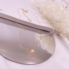 Dây Chuyền Đính 1 Hạt Ngọc Trai Kèm Cham Bi Bạc Nhí Đáng Yêu MADAME HIEN PEARLS Cho Nữ MT054