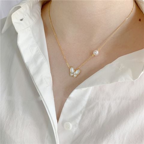 Vòng cổ Vỏ Sò Tự Nhiên Đính Ngọc Trai Và Bướm MADAME HIEN PEARL Thời Trang Nữ