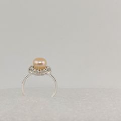 Nhẫn Bạc Ý s925 Đính Ngọc Trai Tự Nhiên 7-8mm Mặt Vuông Đính Đá Zircon BYNN002