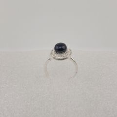 Nhẫn Bạc Ý s925 Đính Ngọc Trai Tự Nhiên 7-8mm Mặt Vuông Đính Đá Zircon BYNN002