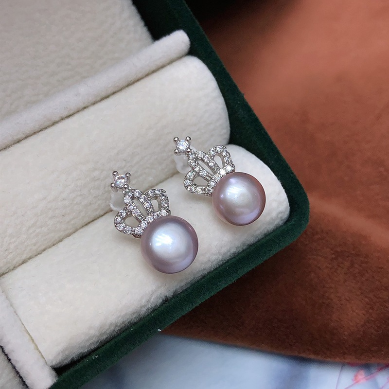 Bông Tai Ngọc Trai Tự Nhiên Mạ Kim Ý Dáng Vương Miện Xinh Xắn MADAME HIEN PEARLS Cho Nữ BTN112