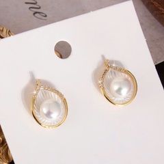 Bông Tai Ngọc Trai Tự Nhiên Mặt Vỏ Sò Nhân Ngọc Trai Sang Trọng MADAME HIEN PEARLS Cho Nữ BTN280