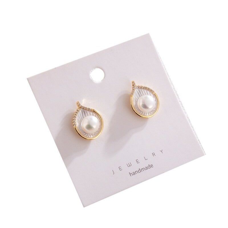 Bông Tai Ngọc Trai Tự Nhiên Mặt Vỏ Sò Nhân Ngọc Trai Sang Trọng MADAME HIEN PEARLS Cho Nữ BTN280