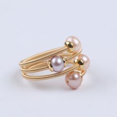 Nhẫn Còng Xoắn 4 hạt Ngọc Trai Nuôi Tự Nhiên Thiết Kế Thủ Công Tinh Xảo NT002