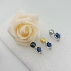 Nhẫn Ngọc Trai Tự Nhiên Đính Đá Quý Sapphire  Sang Trọng MADAME HIEN PEARLS Unisex Nam Nữ NN064