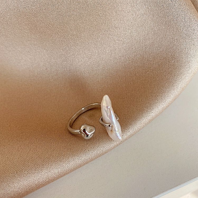 Nhẫn Hở Ngọc Trai Nước Ngọt Baroque Kiểu Dáng Độc Đáo Cool Ngầu Cá Tính NB011