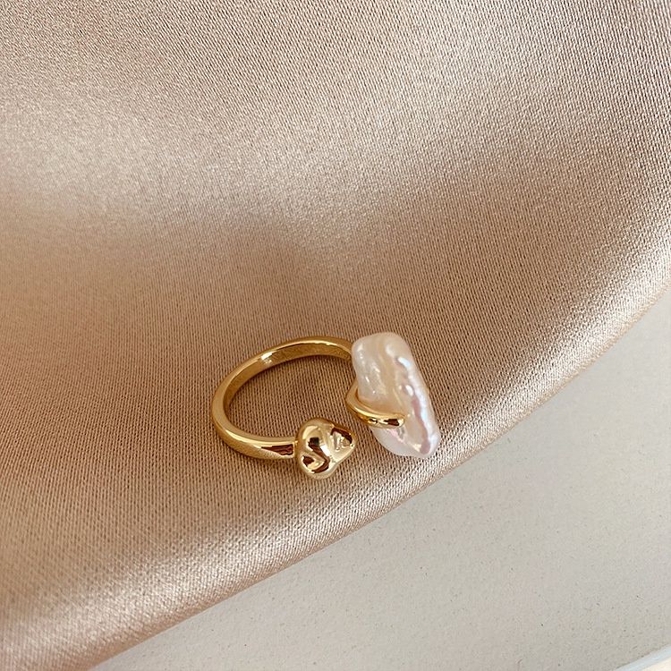 Nhẫn Hở Ngọc Trai Nước Ngọt Baroque Kiểu Dáng Độc Đáo Cool Ngầu Cá Tính NB011